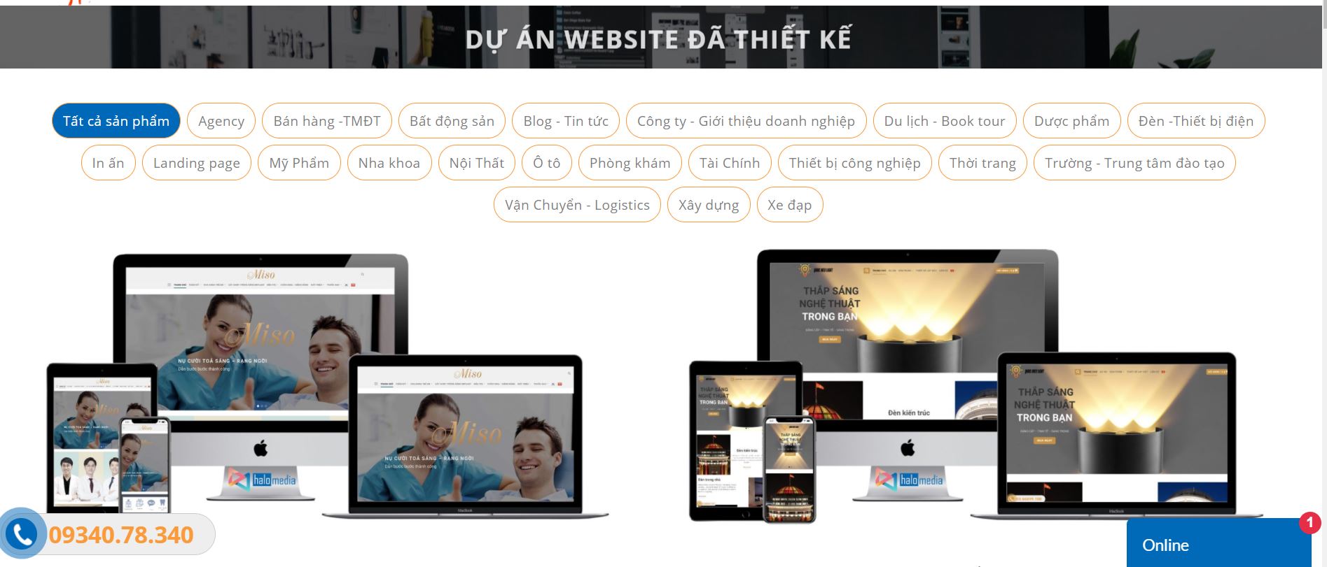 dự án website thiết kế halo media