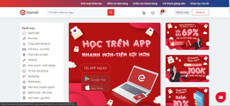 day truc tuyen tren edumall thiết kế web Halo Media