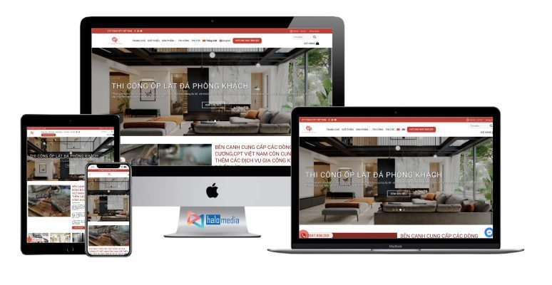 dự án thiết kế website thi công đá hoa cương - nội ngoại thất - website nội thất đẹp