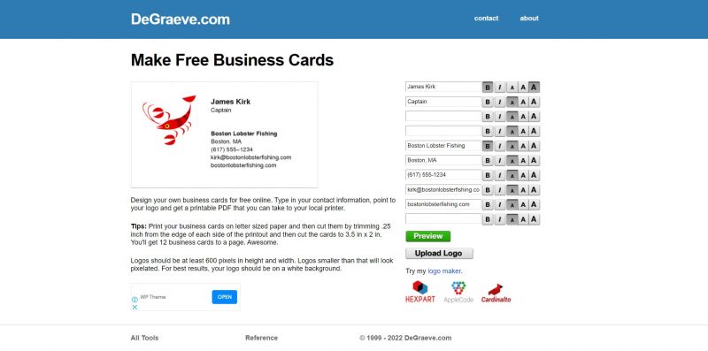 degreave.com - thiết kế card visit online miễn phí