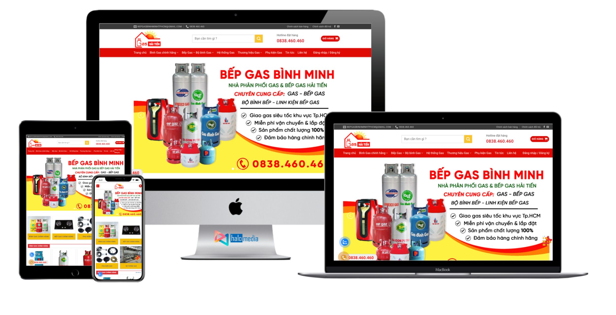 thiết kế website cửa hàng bếp gas halo media