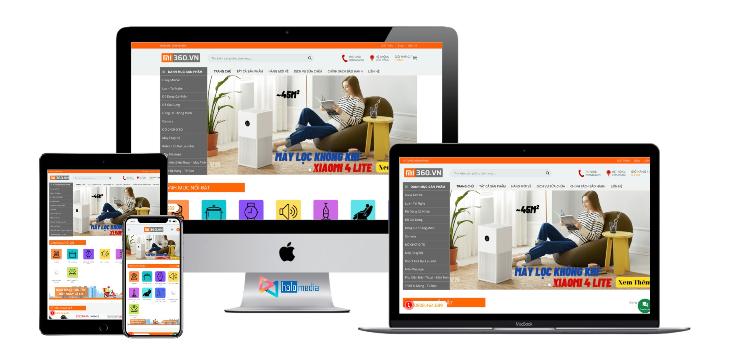 thiết kế website cửa hàng điện máy halo media
