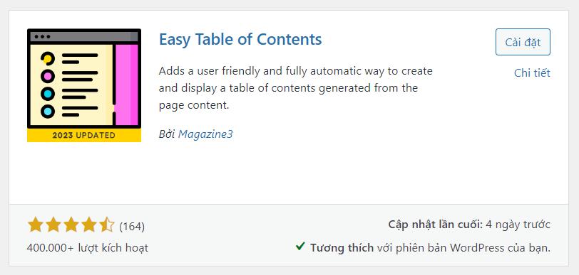 Easy Table of Contents Plugin wordpress