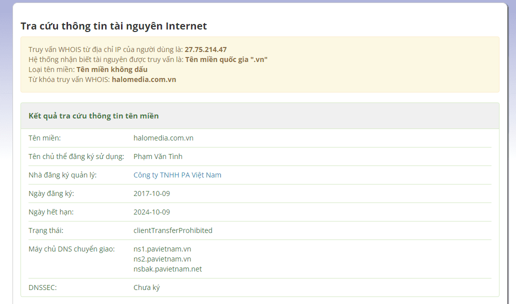 kiem tra domain viet halo thiết kế web Halo Media