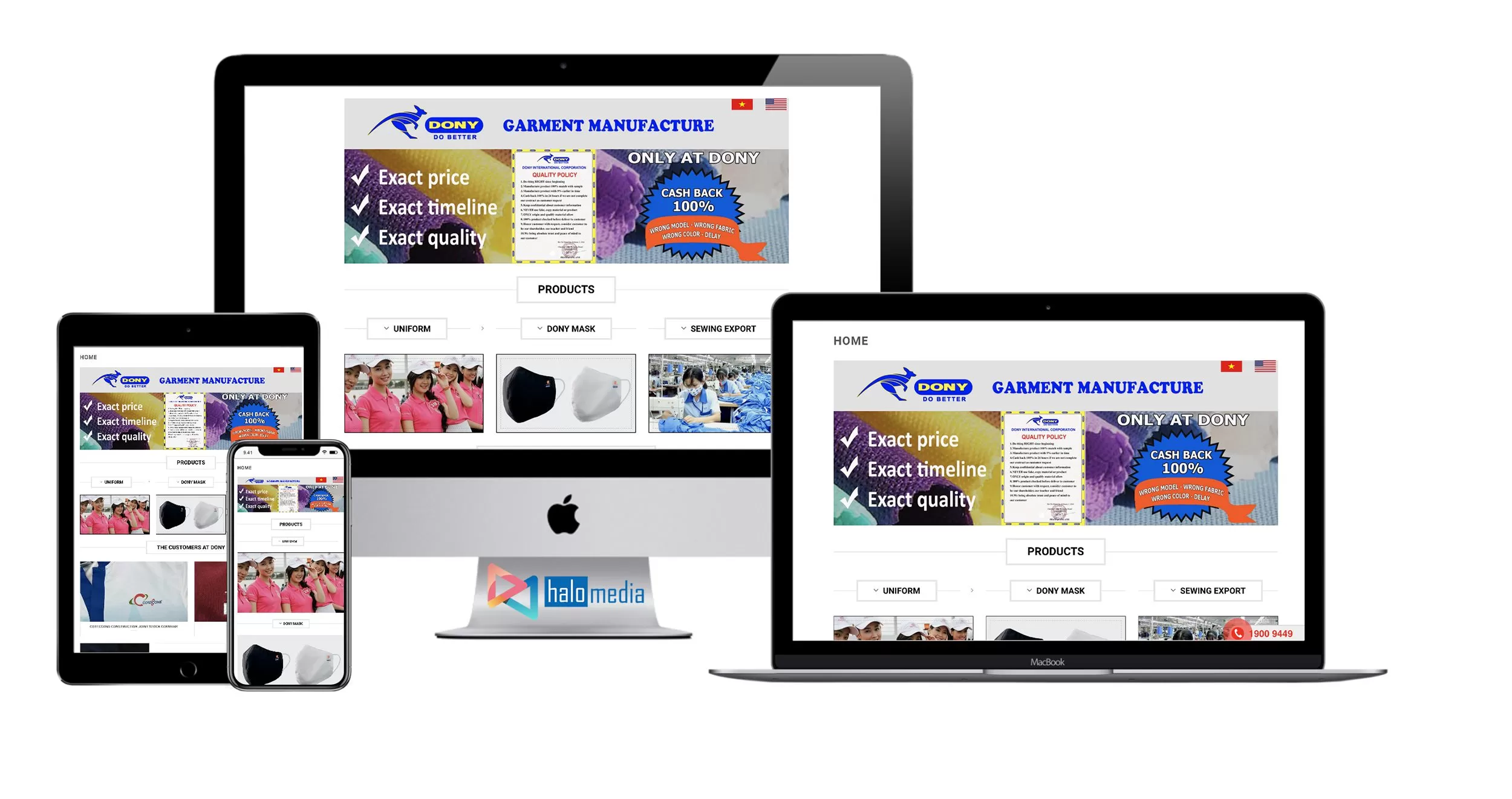thiết kế web may mặc dony chuyên nghiệp 