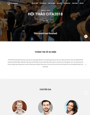 thiết kế landing page chuẩn bị tổ chức sự kiện